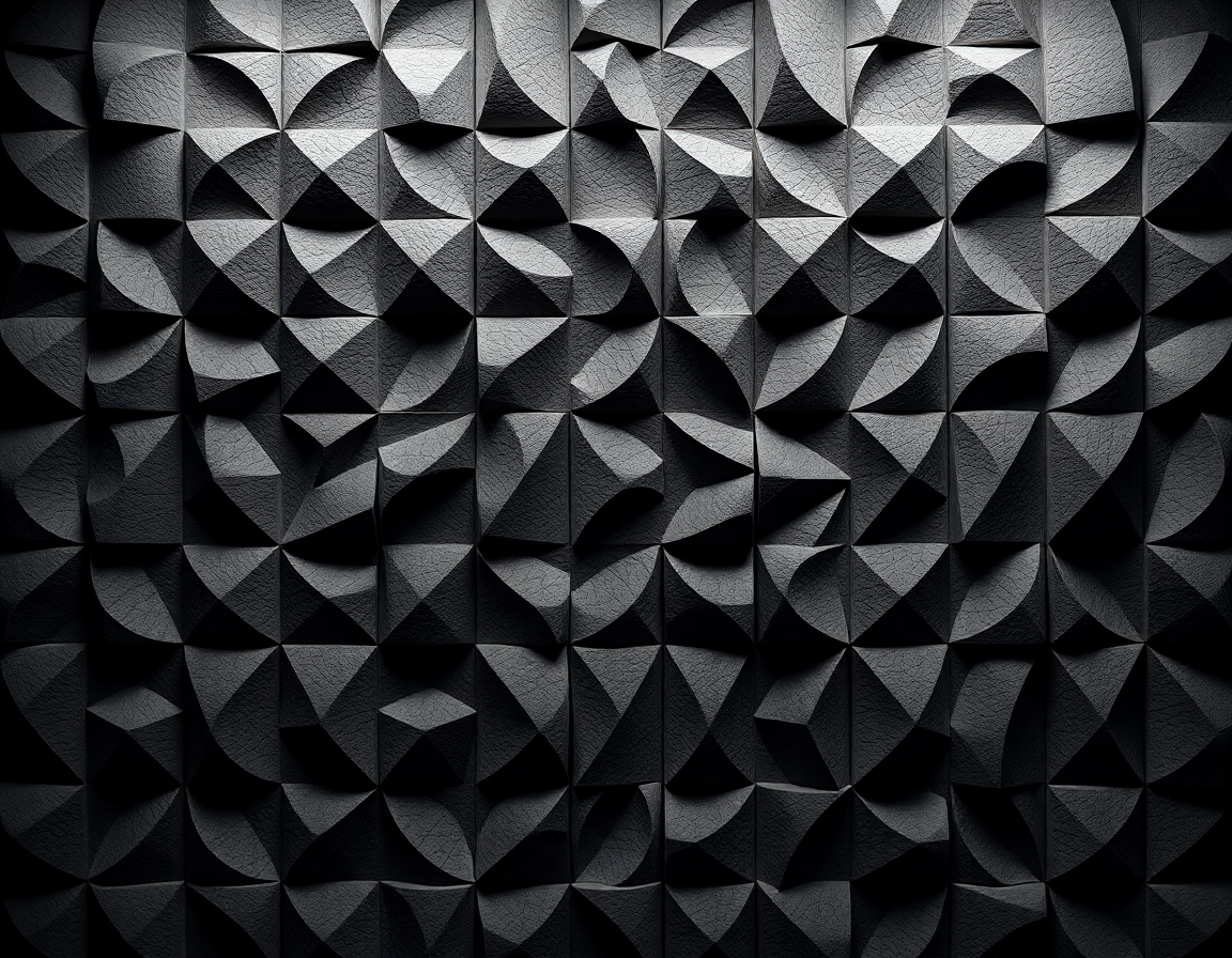 Perete decorativ cu placi 3D din beton in relief geometric